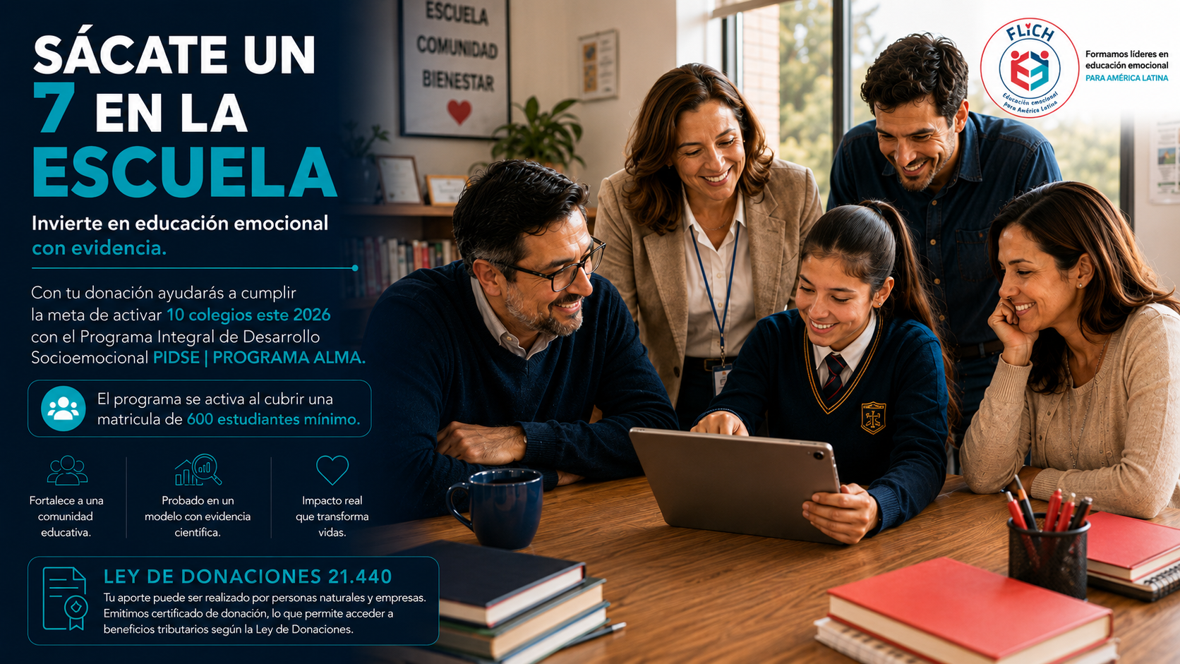 Campaña social FLICH 2026: Sácate un 7 en la escuela