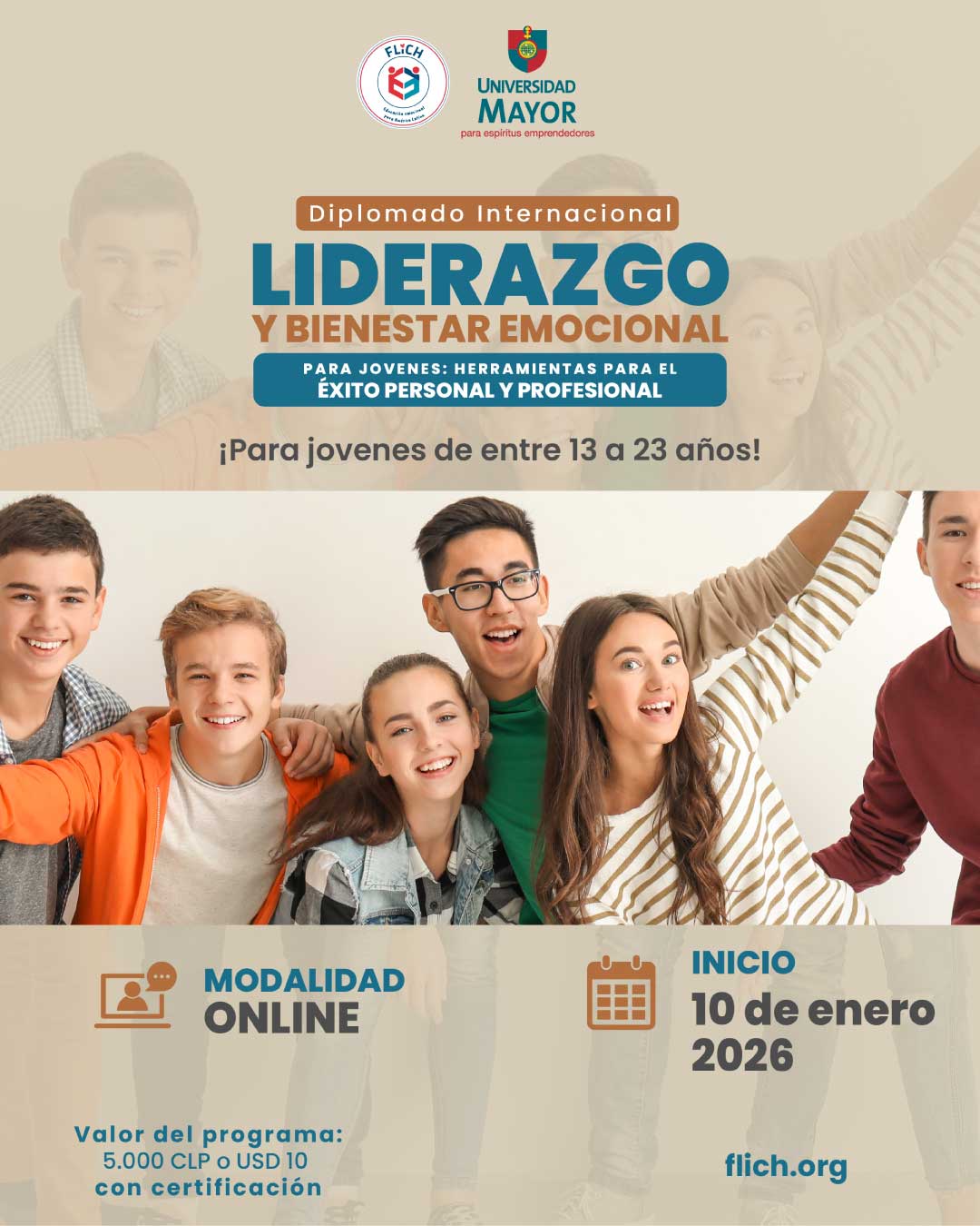 Diplomado Internacional Liderazgo y Bienestar Emocional para Jóvenes 2026 – enero